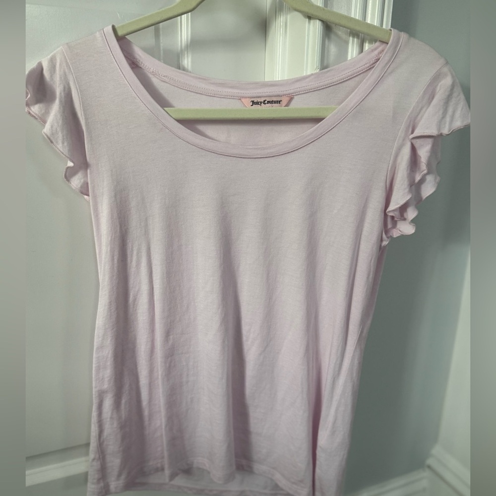 Juicy Couture baby pink top with cap sleeves